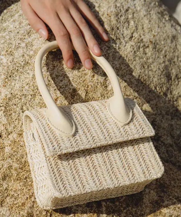 Tyla Straw Crossbody Bag - Cream