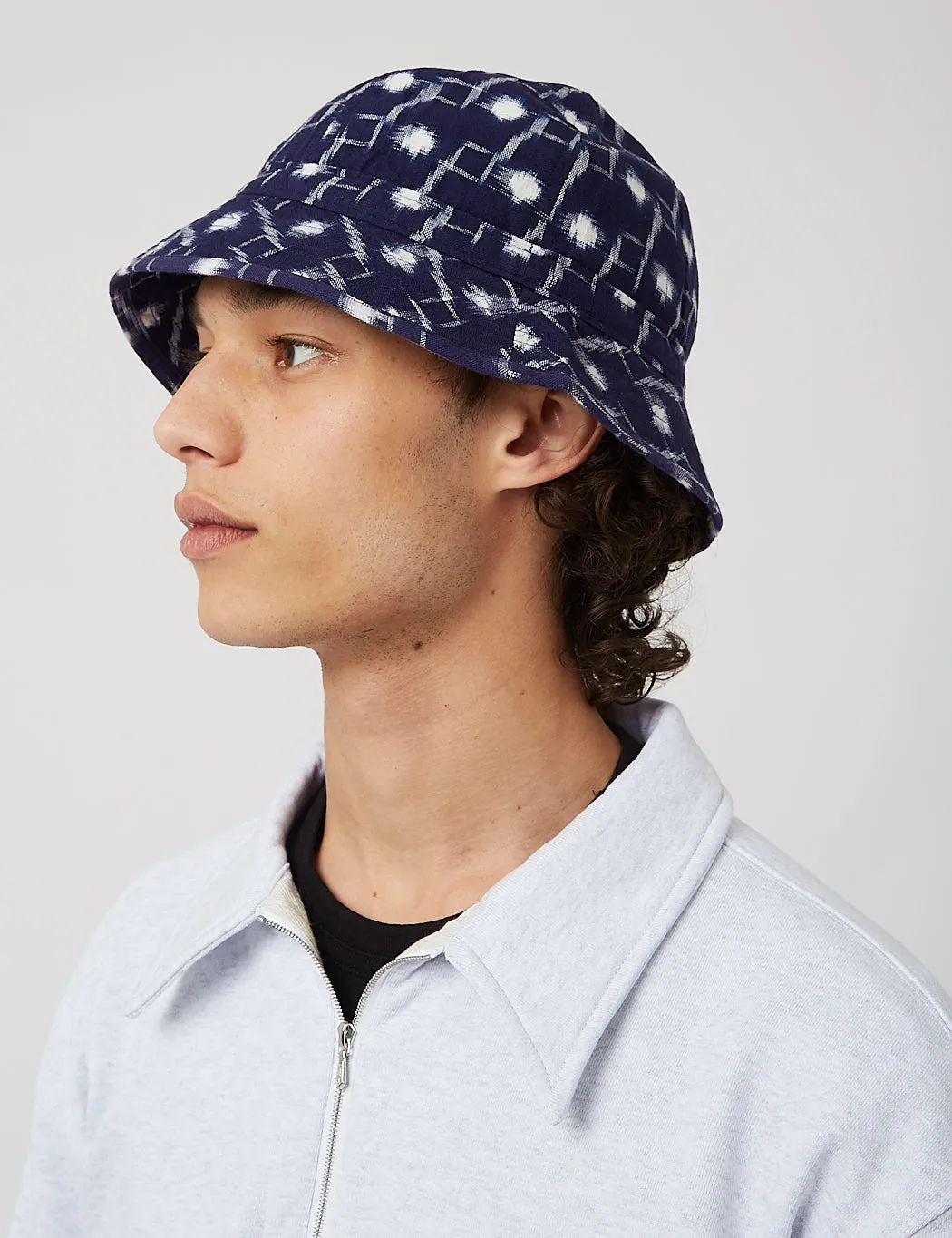 Universal Works Naval Hat (Handloom Ikat) - Indigo