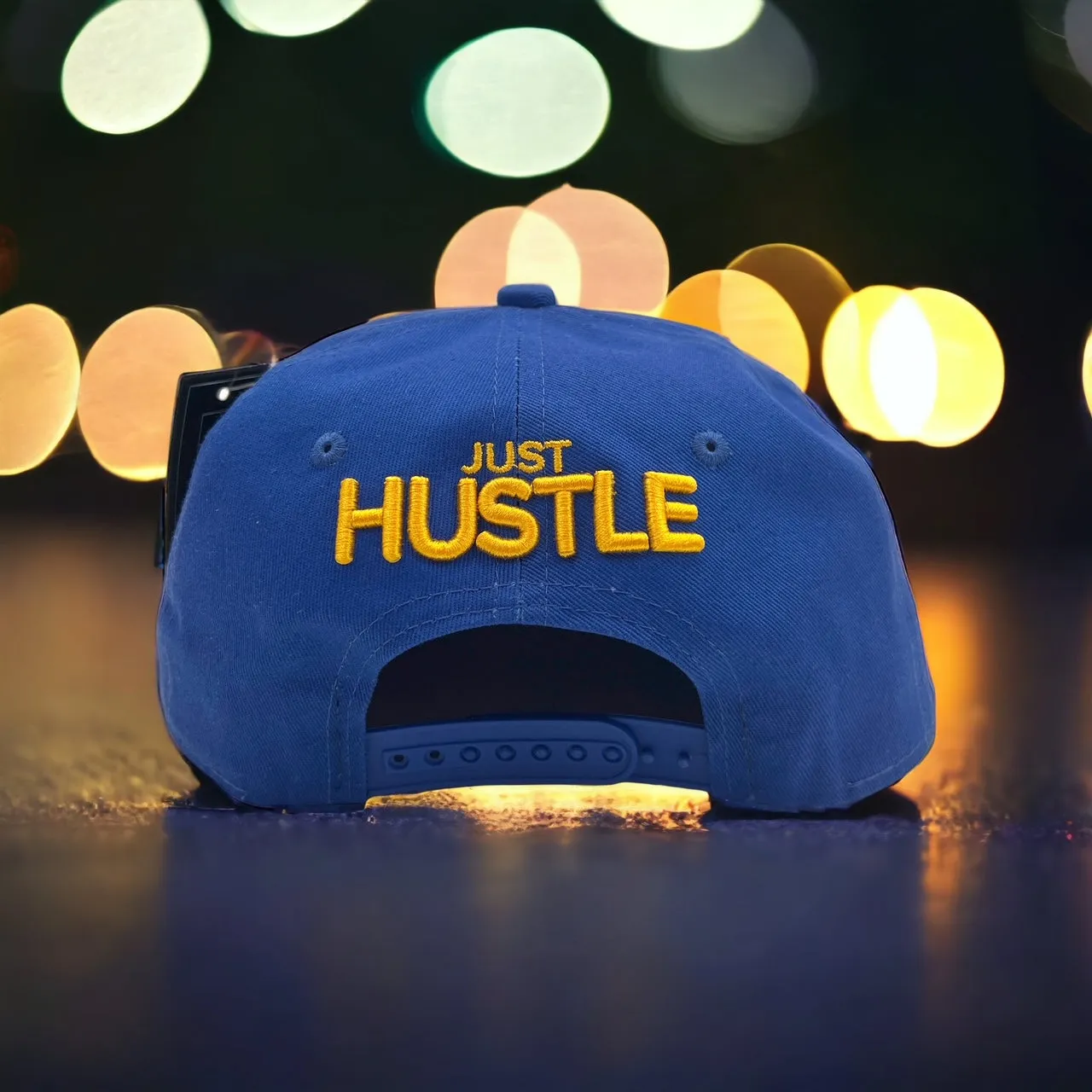 US Cotton Just Hustle Snapback Hat (Blue) / 2 for $15