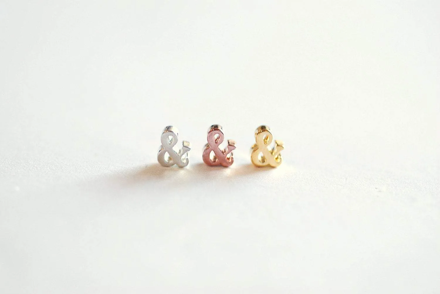 Wholesale Pink Rose Gold Vermeil Ampersand Bead- 22k gold over Sterling Silver Ampersand Connector, Ampersand Initial Charm, Ampersand Alphabet, 310