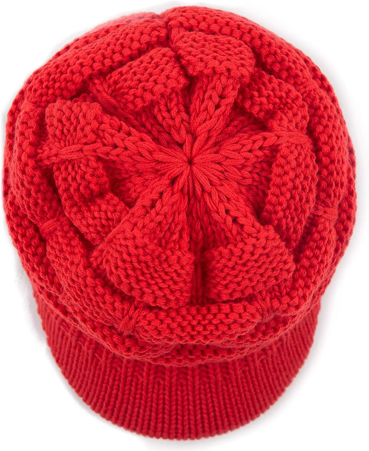 Women's Ribbed Knit Hat with Brim